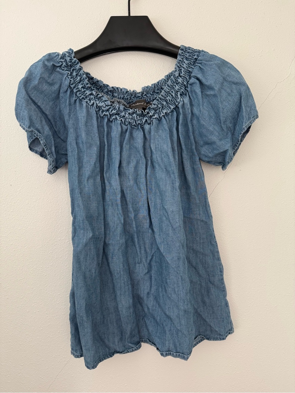 Michael Stars Denim Blue Smocked-Neck Women's Top. Small